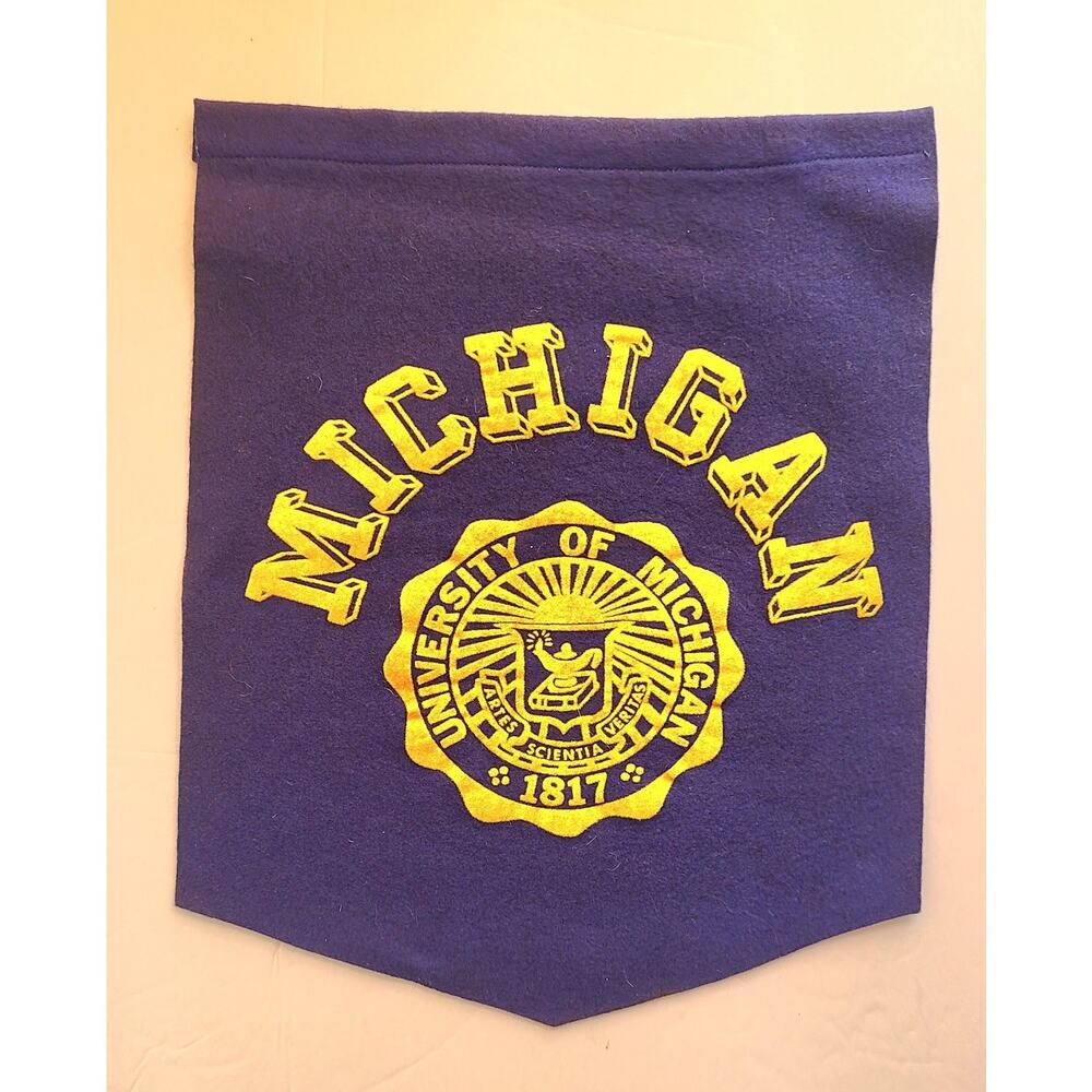 Rare Vintage Michigan State University Wool Felt College Pendant Banner Flag